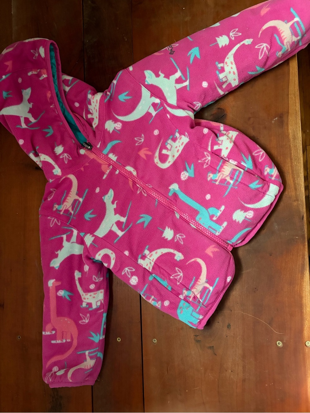 Columbia Girls' Pink Dinosaurs Fleece Jacket